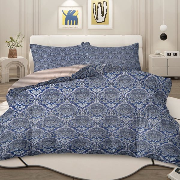 Sleepwish 3 Pieces Blue Meteor Shower Printed Bedding Duvet Cover Set Queen for Kids Girls Bedroom Decor