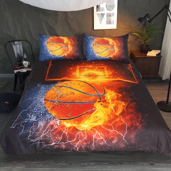 Sleepwish Basketball Bedding Set Twin Sports Duvet Cover Set for Boys Microfiber, 3 Piece