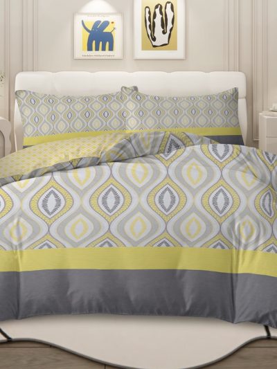 Sleepwish 3 Pieces Gray Yellow Bedding Duvet Cover Set Twin for Kids Vintage Bedroom Decor