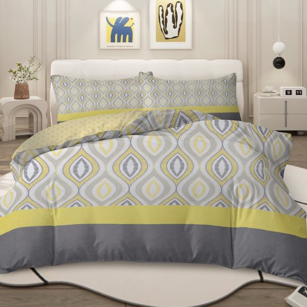 Sleepwish 3 Pieces Gray Yellow Bedding Duvet Cover Set Twin for Kids Vintage Bedroom Decor