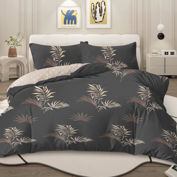 Sleepwish 3 Pieces Retro Stripe Duvet Cover Set Full for Kids Soft Classical Black Grey Bedding Set