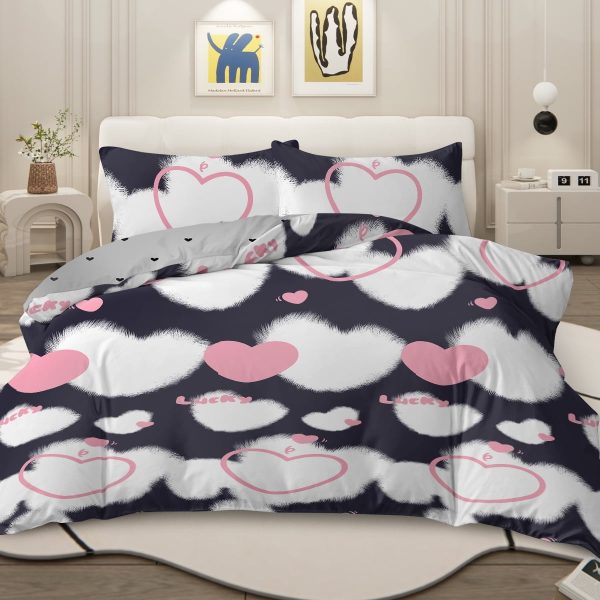Arightex 3 Pieces Purple Flowers Printed Bedding Duvet Cover Set King for Adults Girls Bedroom Decor