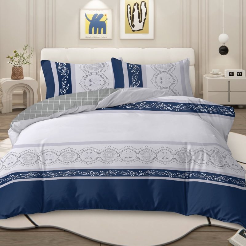Arightex 3 Pieces Purple Flowers Printed Bedding Duvet Cover Set King for Adults Girls Bedroom Decor - Image 9
