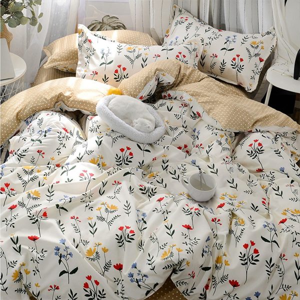 Sleepwish 3 Pieces Blue Geometric Stripes Duvet Cover Set Queen for Teens Soft Bedding Set