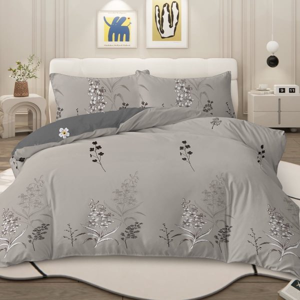 Sleepwish 3 Pieces Colorful Floral Duvet Cover Set Twin for Kids Soft Pink Little Flower Bedding Set