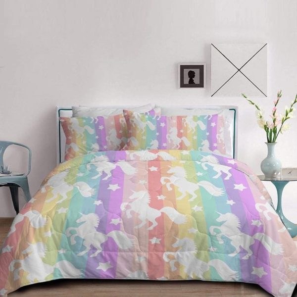 Sleepwish 3 Pieces Unicorn King Comforter Set Soft Bedding Set All Seasons Down Alternative