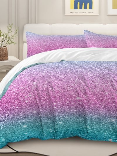 Sleepwish 3pcs Purple and Turquoise Duvet Cover Set Twin for Girls Teal Mermaid Bedding Set