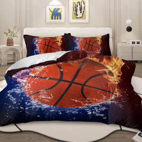 Sleepwish Basketball Bedding Set Full Sports Duvet Cover Set for Boys Microfiber, 3 Piece