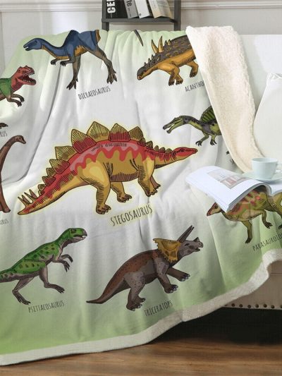 Sleepwish Dinosaur Sherpa Fleece Throw Blanket for Kids Teens Fuzzy Soft, 50x60"