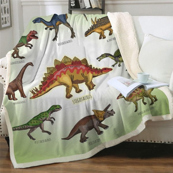 Sleepwish Dinosaur Sherpa Fleece Throw Blanket for Kids Teens Fuzzy Soft, 50x60"