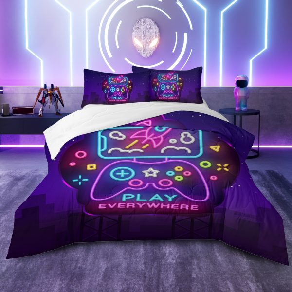 Sleepwish 3 Pieces Gaming Comforter Set for Boys King Bedding Set for Kids Adults Down Alternative