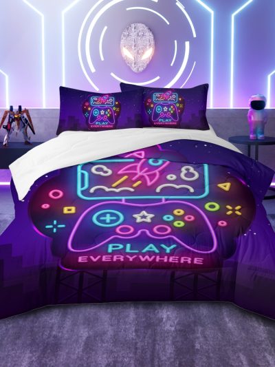 Sleepwish Gamer Comforter Sets for Boys Queen Size, Gamer Gamepad Bedding Sets for Boys