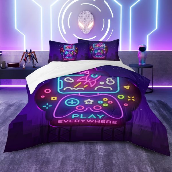 Sleepwish Gamer Comforter Sets for Boys Queen Size, Gamer Gamepad Bedding Sets for Boys