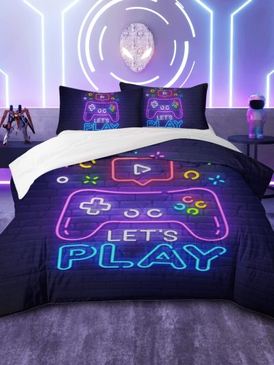 Sleepwish Gaming Comforter for Boys Twin Size, Abstract Neon Style Bedding Sets for Boys