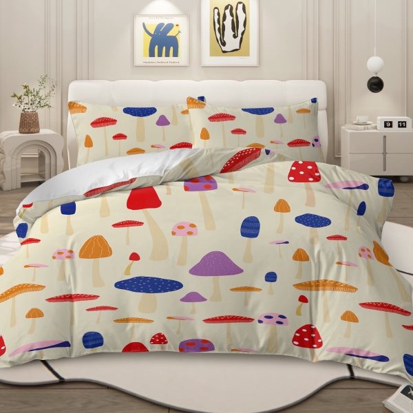 Sleepwish Pink Mushroom Comforter Set Twin 3Pcs for Kids Girls Microfiber Bedding Set