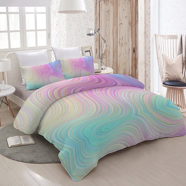 Sleepwish Rainbow Marble Ultra Soft Twin Duvet Cover Set for Comforter 3Pcs for Kids Teens