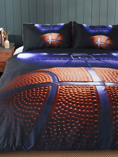Sleepwish 3 Pieces Soft Duvet Cover Set for Boys with 2 Pillow Cases Basketball Pattern,Twin Size