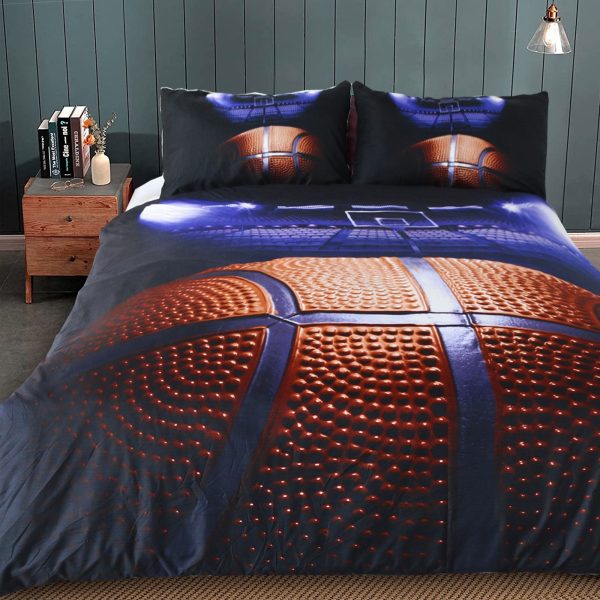 Sleepwish 3 Pieces Soft Duvet Cover Set for Boys with 2 Pillow Cases Basketball Pattern,Twin Size