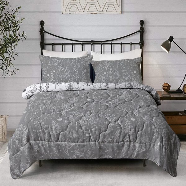 Sleepwish 3 Pieces Ultra Soft Comforter Set Microfiber Full Size,Gray