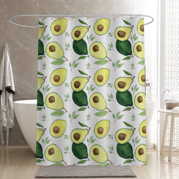 Sleepwish Avocado Waterproof Shower Curtain for Bathroom with 12 Hooks, 72x72"