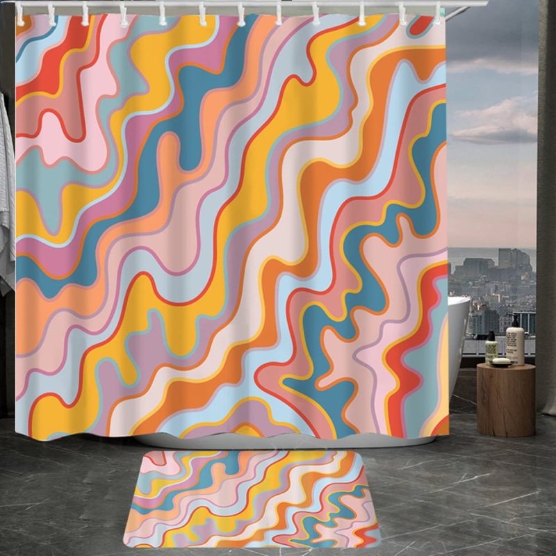 Sleepwish Pink Shower Curtain with 12 Hooks - Lightweight Waterproof Shower Curtain for Bathroom, 72x72"