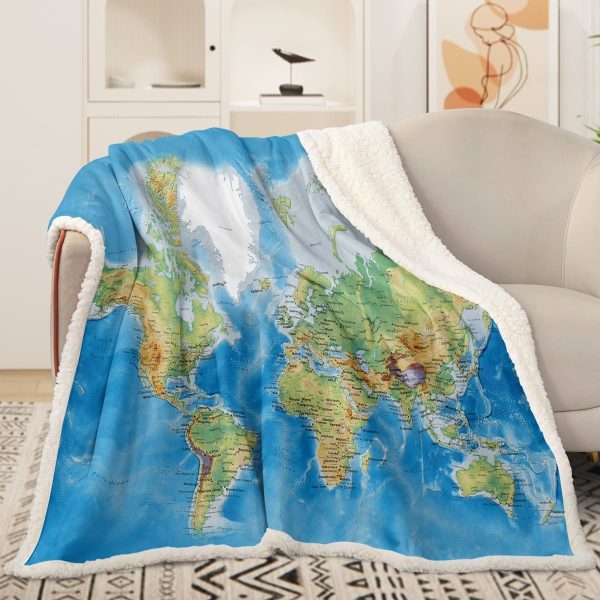 Sleepwish American Parks Sherpa Throw Blanket for Couch National Parks of America Retro Fleece Blanket, 50x60"