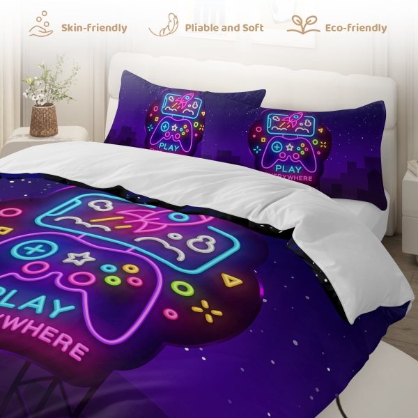 Sleepwish Gaming Twin Duvet Cover for Boys Kids, Games handle Bed Set 3 Piece