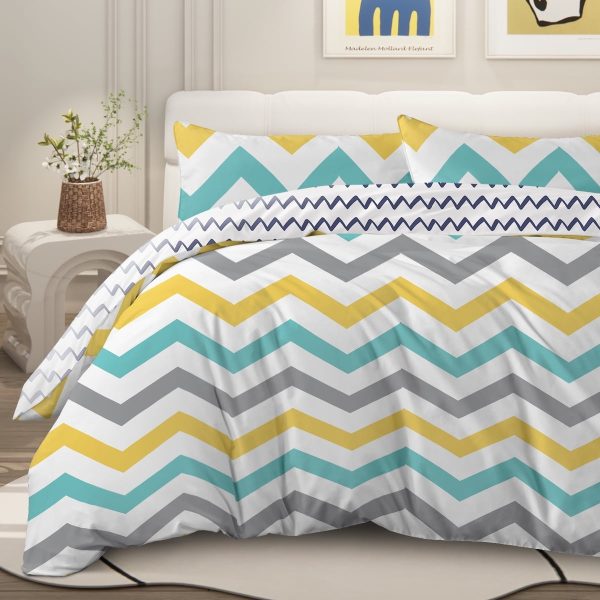 Sleepwish 3 Pieces Retro Stripe Duvet Cover Set Full for Kids Soft Classical Black Grey Bedding Set