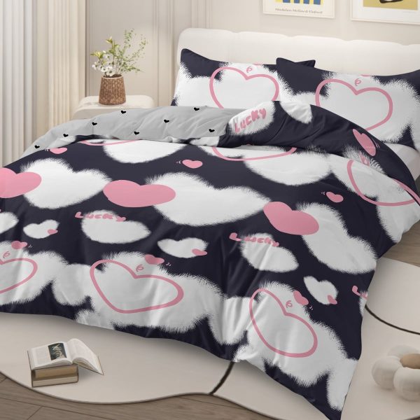 Arightex 3 Pieces Purple Flowers Printed Bedding Duvet Cover Set King for Adults Girls Bedroom Decor