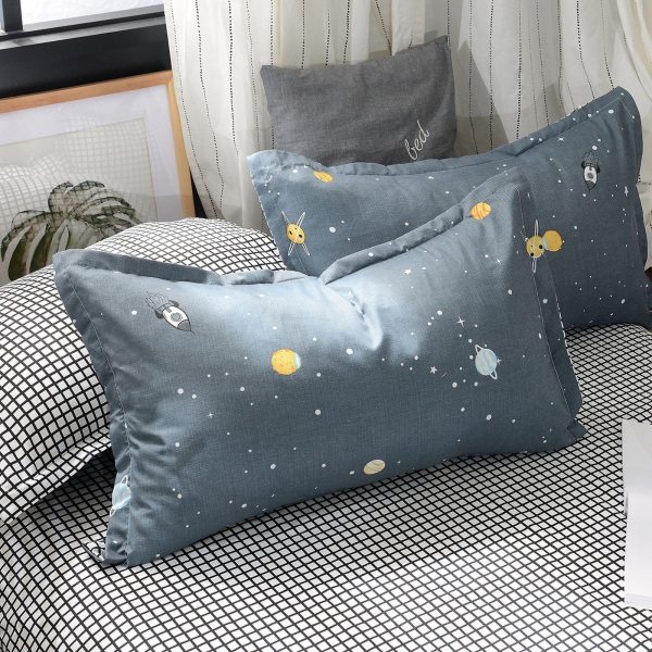 Sleepwish 3 Pieces Blue Geometric Stripes Duvet Cover Set Queen for Teens Soft Bedding Set