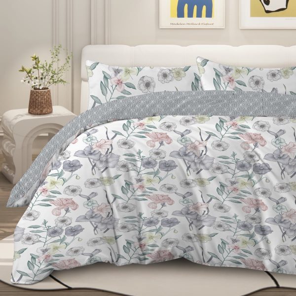 Sleepwish 3 Pieces Colorful Floral Duvet Cover Set Twin for Kids Soft Pink Little Flower Bedding Set