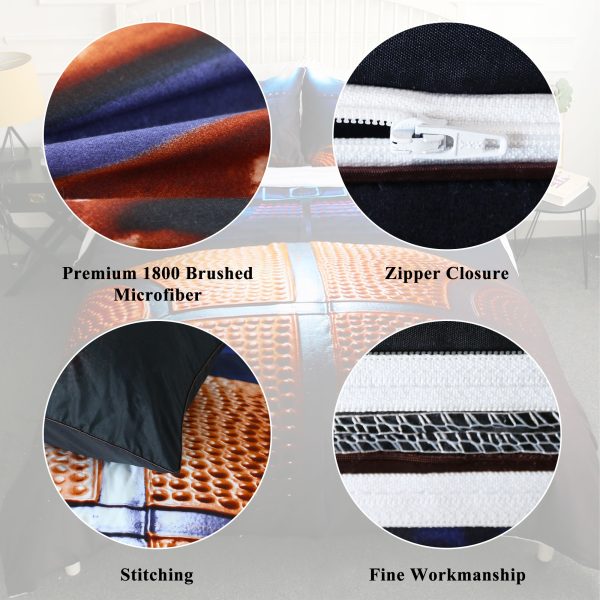 Sleepwish 3 Pieces Soft Duvet Cover Set for Boys with 2 Pillow Cases Basketball Pattern,Twin Size
