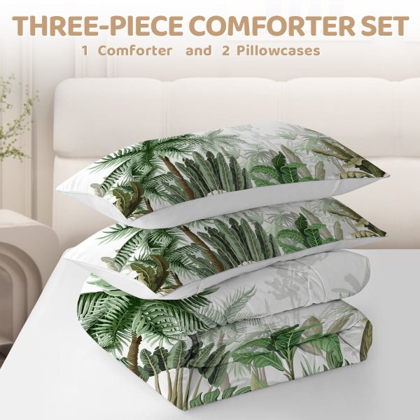 Sleepwish Tree Printed Comforter Set Twin 3Pcs Green Tropical Palm Trees Bedding Set