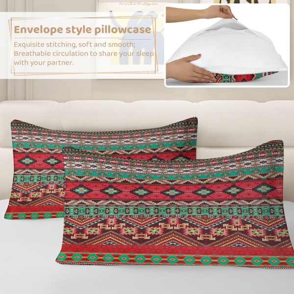 Sleepwish 3 Pieces Bohemian Pattern Bedding Duvet Cover Set Full for Kids Green Bedroom Decor