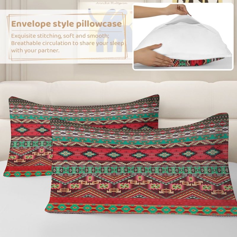 Sleepwish 3 Pieces Bohemian Pattern Bedding Duvet Cover Set Full for Kids Green Bedroom Decor - Image 13