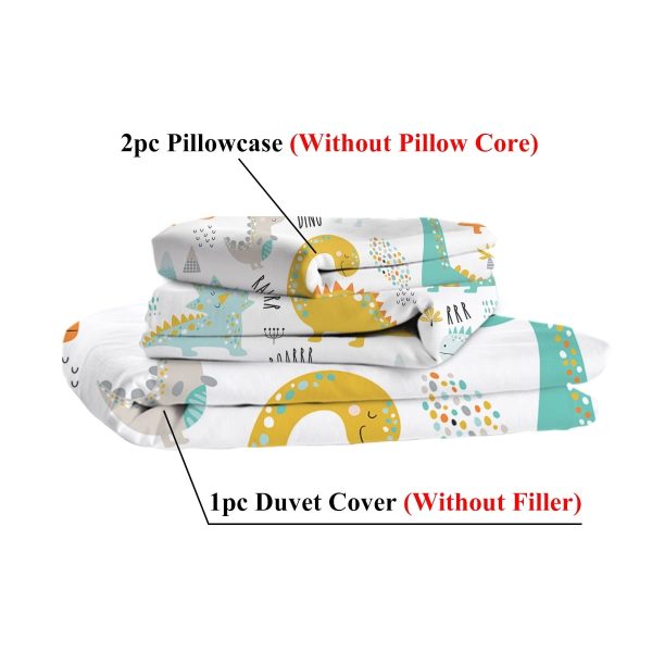 Sleepwish 3 Pieces Dinosaur Printed Bedding Duvet Cover Set King for Adults Kids Bedroom Decor