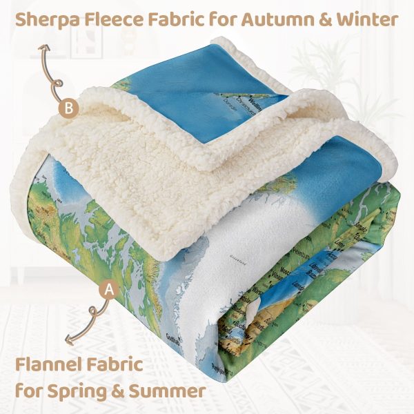 Sleepwish American Parks Sherpa Throw Blanket for Couch National Parks of America Retro Fleece Blanket, 50x60"