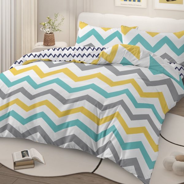Sleepwish 3 Pieces Retro Stripe Duvet Cover Set Full for Kids Soft Classical Black Grey Bedding Set