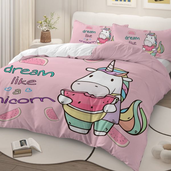 Sleepwish Pink Unicorn Duvet Cover Set Queen for Kids 3Pcs Bedding Set for Girls