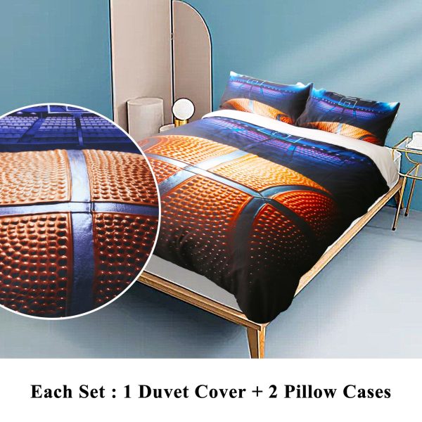 Sleepwish 3 Pieces Soft Duvet Cover Set for Boys with 2 Pillow Cases Basketball Pattern,Twin Size