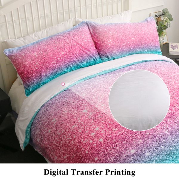 Sleepwish 3-Pieces Duvet Cover Set Ultra-Soft Microfiber,Twin,Pink/Blue