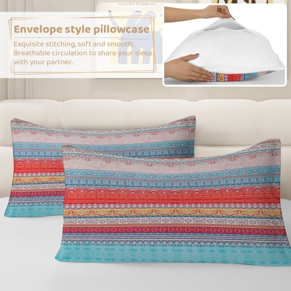 Sleepwish 3 Pieces Bohemian Pattern Bedding Duvet Cover Set Full for Kids Green Bedroom Decor