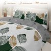 Sleepwish 3 Pieces Broad Leaves Printed Duvet Cover Set King for Adults Soft Bedding Set Green - Image 4