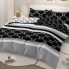 Sleepwish 3 Pieces Retro Polygon Plaid Duvet Cover Set Full for Kids Soft Black Gray Clover Bedding Set - Image 3