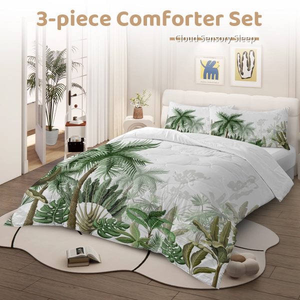 Sleepwish Twin Mushroom Comforter Set 3Pcs for Kids Girls Microfiber Beige Bedding Set