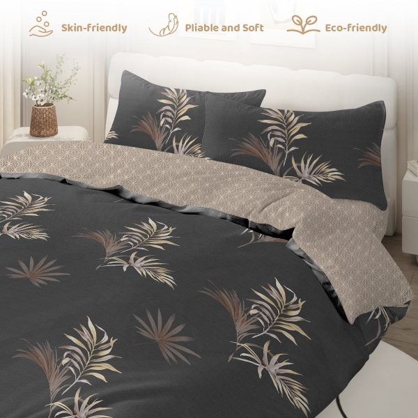 Sleepwish 3 Pieces Retro Stripe Duvet Cover Set Full for Kids Soft Classical Black Grey Bedding Set