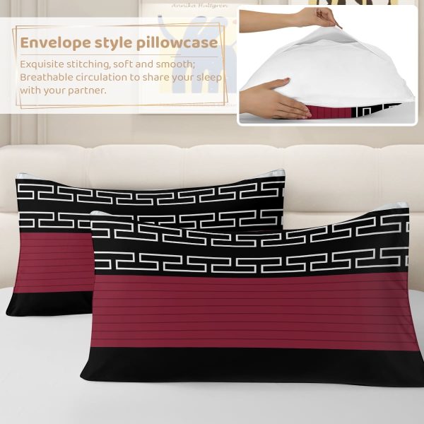 Sleepwish 3 Pieces Retro Polygon Plaid Duvet Cover Set King for Adults Soft Black Gray Clover Bedding Set