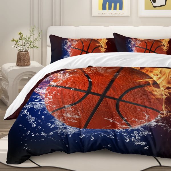 Sleepwish Basketball Bedding Set Full Sports Duvet Cover Set for Boys Microfiber, 3 Piece