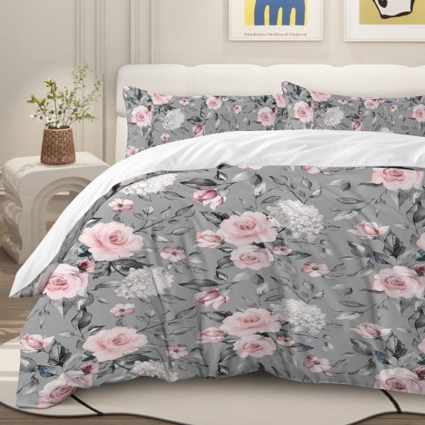 Sleepwish 3pcs Tie Dye Pastel Pink Duvet Cover Set Full Size for Kids Girls Watercolor Marble Bedding Set
