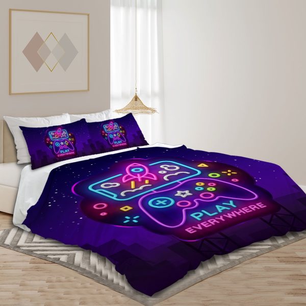 Sleepwish Gaming Bedding Set for Boys, 3pcs Gamer Duvet Cover Twin 1 Microfiber Comforter Cover with 2 Pillowcases